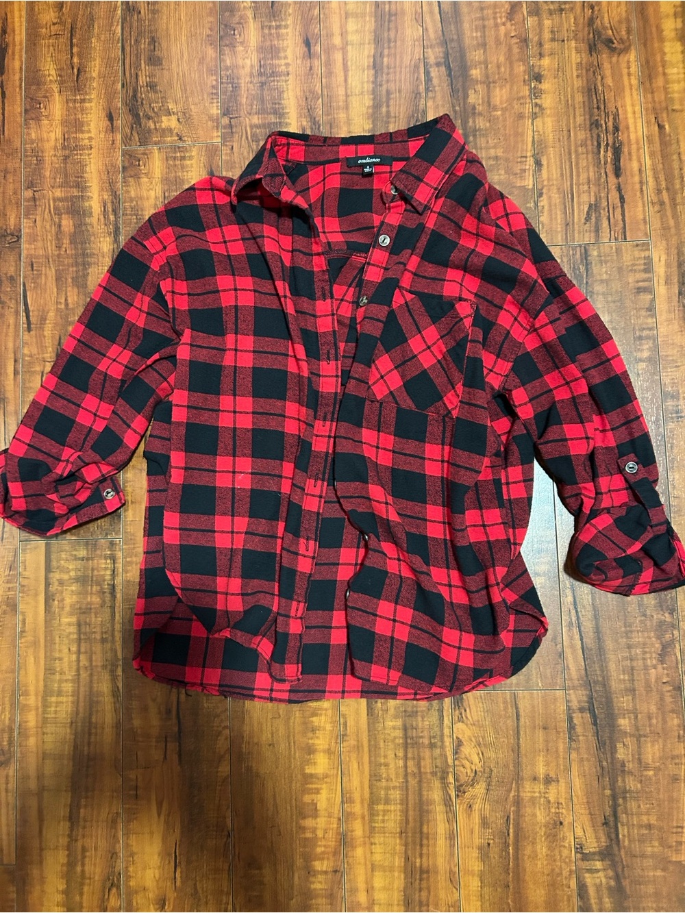 Ambiance Red and Black Plaid Button-Down Shirt - Kids
